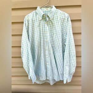 Peter Millar L mint plaid cotton men’s button down casual work sh…
